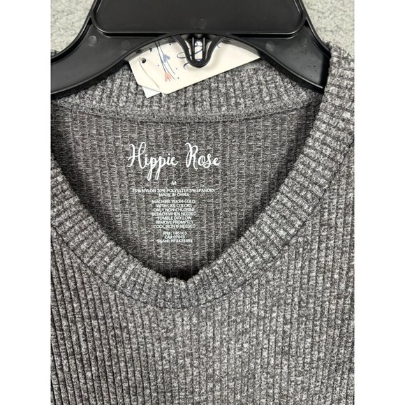 Hippie Rose Juniors' Ribbed Knit Long Sleeve Seamless Sweater Gray Medium NWT's - Picture 6 of 8